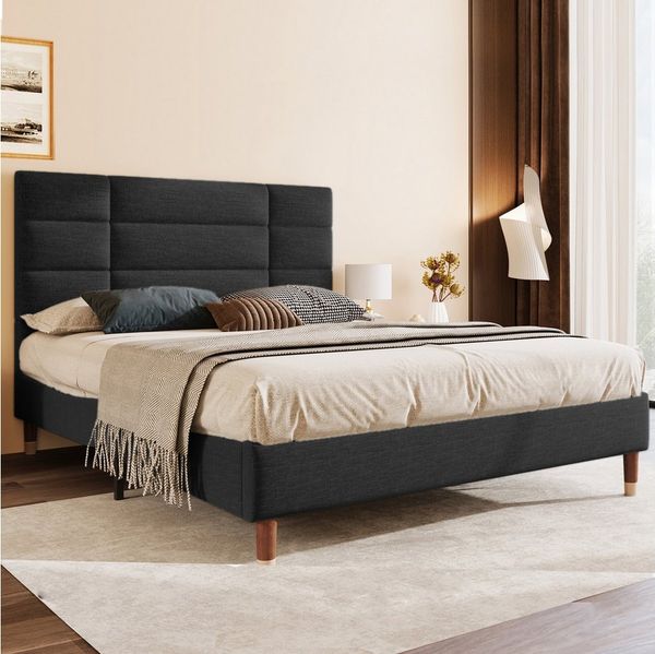 KLAM HOME Polsterbett Doppelbett Einzelbett Continental Bett mit Lattenrost Kopfteil (140*200 cm), für Erwachsene und Jugendliche
