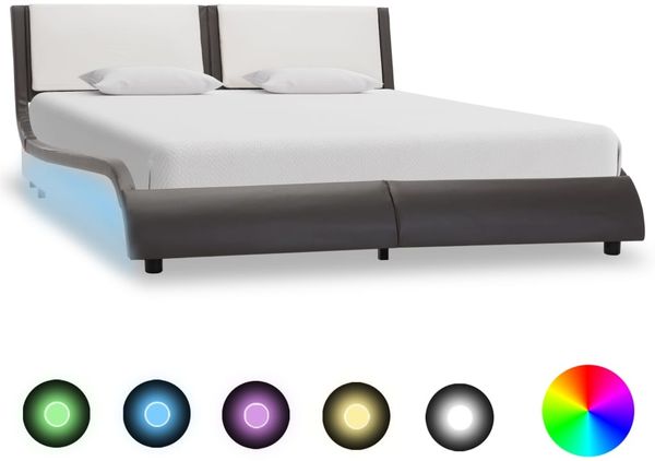 vidaXL Bettgestell mit LED, Kunstleder 120x190 cm