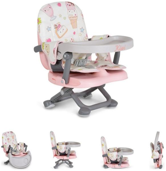 Moni Kinderstuhl Kiwi, Kinder Stuhl-, Sitzerhöhung, Boostersitz, Tisch, klappbar rosa Kuchen