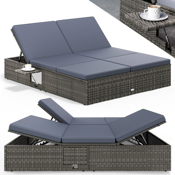 CASARIA® Sonnenliege Doppelliege Grau Anthrazit