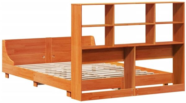 vidaXL Massivholzbett ohne Matratze Wachsbraun 160x200 Kiefernholz 3323685 Bild 8