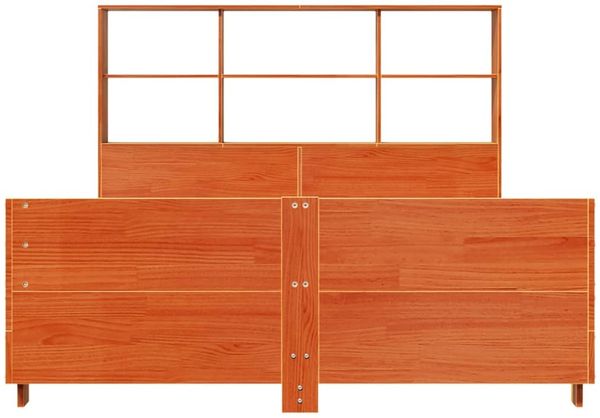 vidaXL Massivholzbett ohne Matratze Wachsbraun 160x200 Kiefernholz 3323685 Bild 4