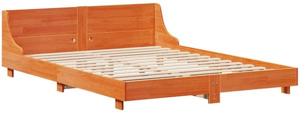 vidaXL Massivholzbett ohne Matratze Wachsbraun 160x200 Kiefernholz 3323685 Bild 5
