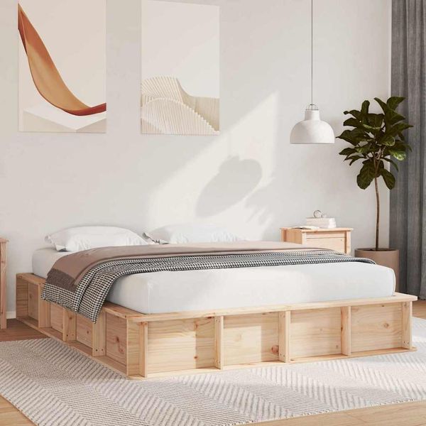 vidaXL Bettrahmen Braun 160 x 200 cm Massives Kiefernholz 3385709