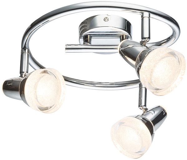LED Deckenleuchte, Chrom, Glas, Kristalle, D 25 cm