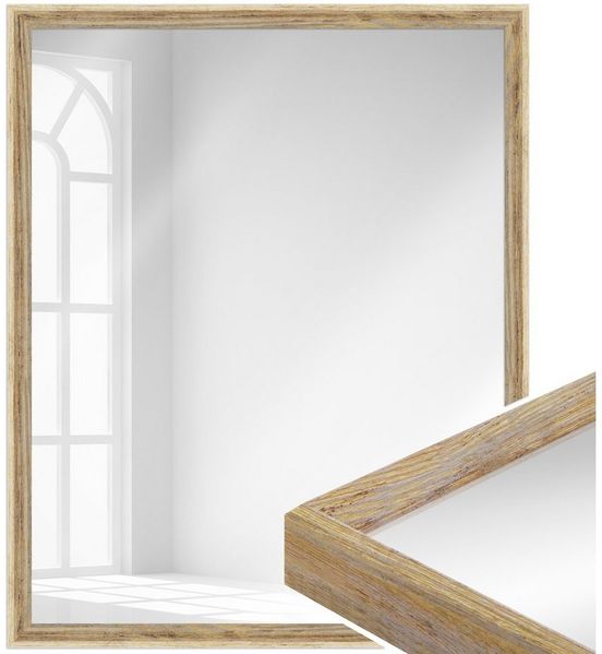 WANDStyle Wandspiegel H790, Natur-Optik, aus Massivholz im Vintage Stil