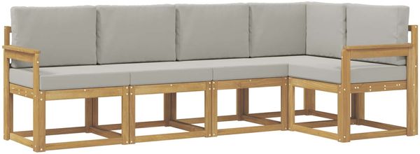 vidaXL Outdoor-Sofagarnitur mit Kissen 5 pcs Weiß und Hellgrau 3387620 Bild 2