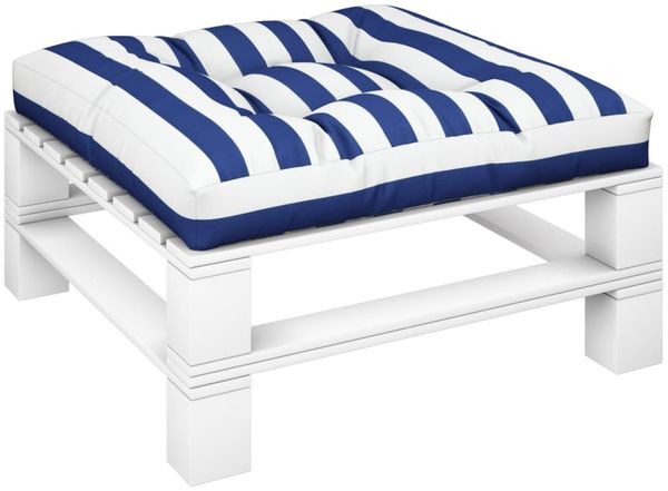 vidaXL Palettenkissen Blau Weiß Gestreift 70x70x12 cm Stoff 360484 Bild 3