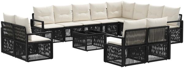 vidaXL Gartensofa-set 13 pcs Schwarz Poly-Rattan 3435889