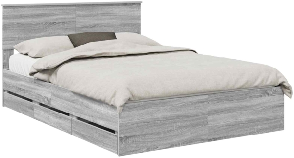 vidaXL Bettrahmen Graues Sonoma 140 x 190 cm Ingenieurs Holz 3407982