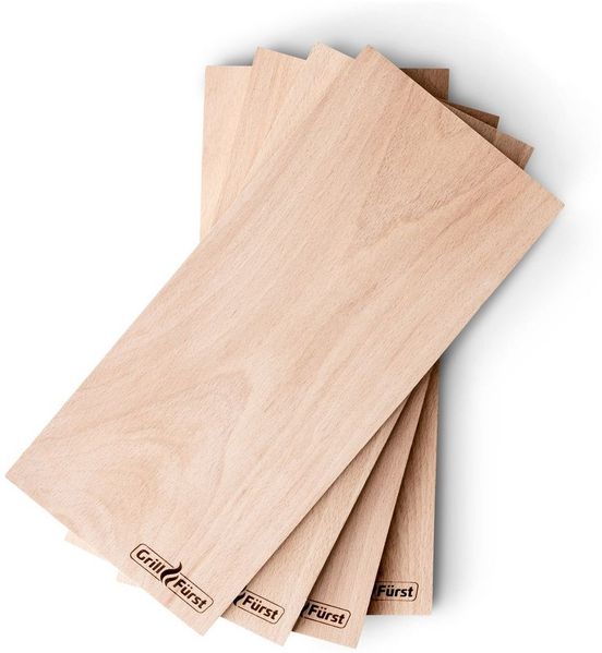 Grillfürst Räucherbrett Grillfürst Räucherbretter Buche 29 x 13 x 1cm 4er Set