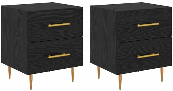 vidaXL Nachttisch 2 pcs Schwarz Eichen-Optik 40 x 35 x 47,5 cm 882000