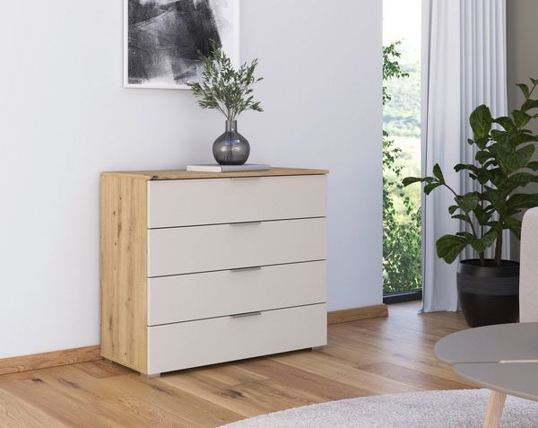 OTTO home Schubkastenkommode Sideboard Schubladenkommode AGORDO mit Dekor- oder Hochglanzfront (in zwei Griff-Farben, Breite 80 cm), vier große und geräumige Schubladen mit viel Stauraum MADE IN GERMANY