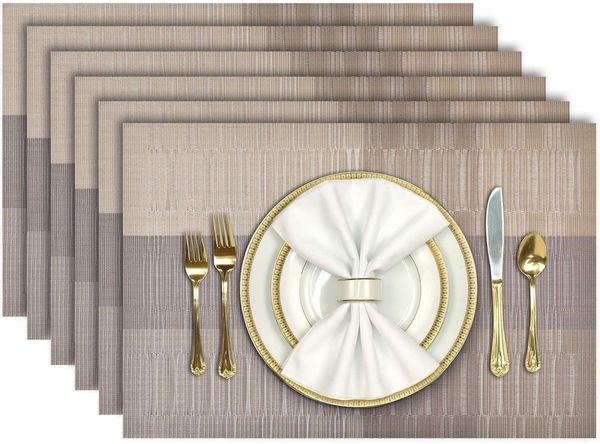Aofmee Platzset Tischsets Abwaschbar 6er Set PVC rutschfest Hitzebeständig