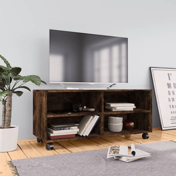 vidaXL TV-Schrank mit Rollen Räuchereiche 90x35x35 cm Holzwerkstoff 815258