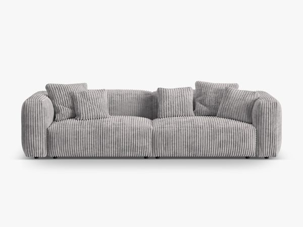 Micadoni Sofa Martina 4-Sitzer Kord Hellgrau