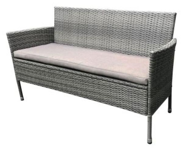 TrendLine Rattanbank 3 Sitzer Greta Braun 149x59x85cm Gartenbank inkl Sitzkissen