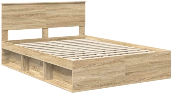 vidaXL Bettrahmen mit Kopfteil Sonoma 140x190 cm Holzwerkstoff 3407870 Bild 3