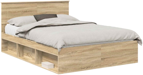 vidaXL Bettrahmen mit Kopfteil Sonoma 140x190 cm Holzwerkstoff 3407870 Bild 1