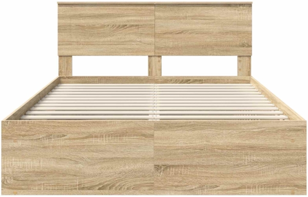 vidaXL Bettrahmen mit Kopfteil Sonoma 140x190 cm Holzwerkstoff 3407870 Bild 6
