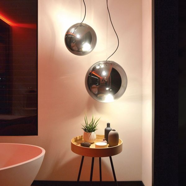 s.luce Sphere Pendelleuchte Glaskugel Chrom, Rauch Ø 20cm