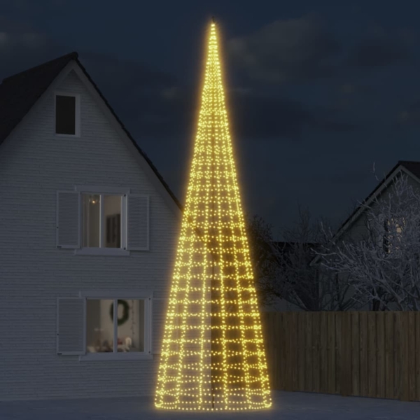 vidaXL LED-Weihnachtsbaum für Fahnenmast 3000 LEDs Warmweiß 800 cm 358120