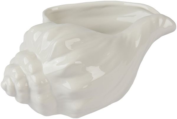 Decoris season decorations Blumentopf, Blumentopf / Übertopf Muschel 28x14cm Keramik Weiß