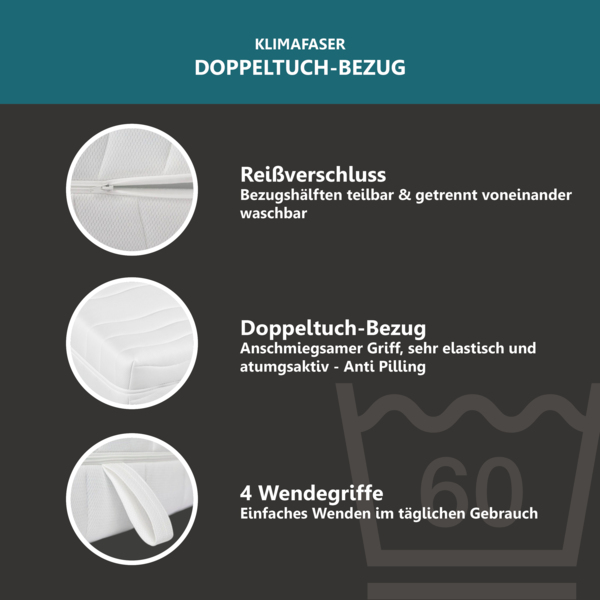 Komfortschaummatratze BeCo 2 Dreams, 2 in 1 Wendematratze mit soften Gelschaum Einlagen, 21 cm Komforthöhe, 7 ergonomische Liegezonen Größe 180 x 200 cm Härtegrad H2 (0 kg - 100 kg) Bild 5