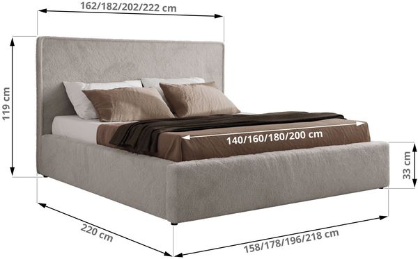 CORIVO CLASSIC Polsterbett mit Bettkasten & Stauraum, Doppelbett, inkl. Lattenrost, Metall-Hebeautomat mit Gasdruckfedern - Hellgrau Plüsch Bild 7