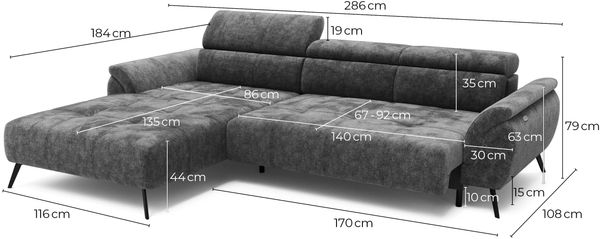 Ecksofa Ottomane links Chenille 286x184x79 rostfarben VALENTINA Bild 11