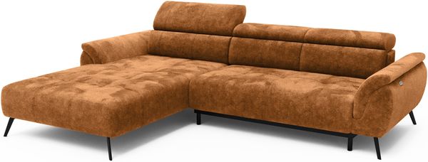 Ecksofa Ottomane links Chenille 286x184x79 rostfarben VALENTINA