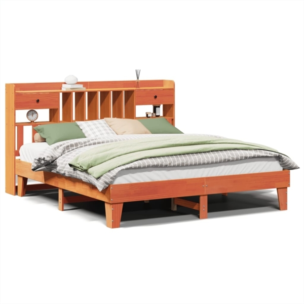 vidaXL Massivholzbett ohne Matratze Wachsbraun 180x200 Kiefernholz 3308836