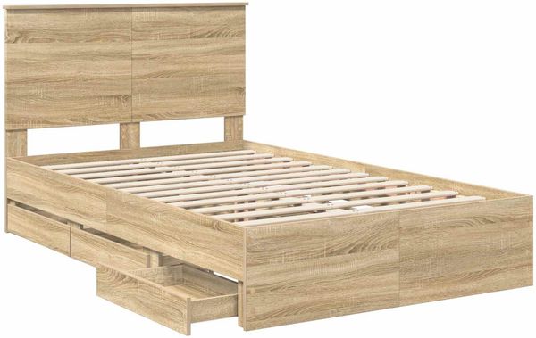 vidaXL Bettrahmen Sonoma-Eiche Ingenieurs Holz 3409477 Bild 5