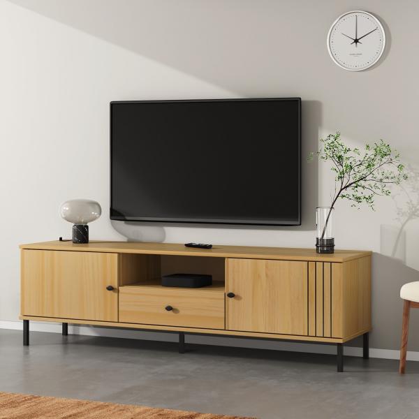 TV Element 158x47cm 'Detroit' Kiefer massiv eichefarbig & schwarz
