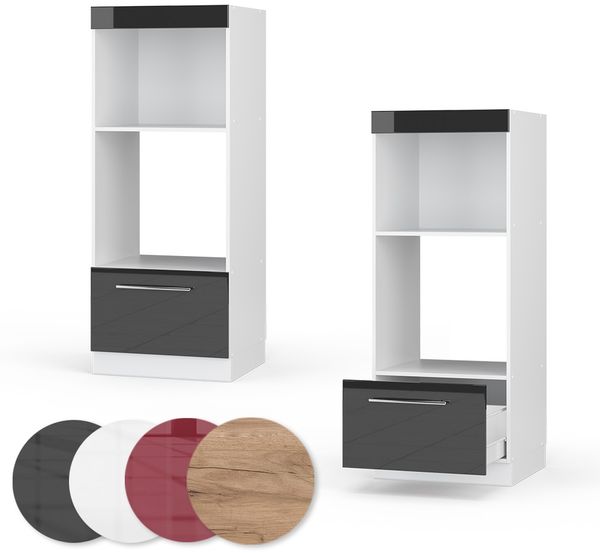 Mikrowellenschrank Fame-Line Anthrazit Hochglanz 60 cm offen Vicco Bild 5