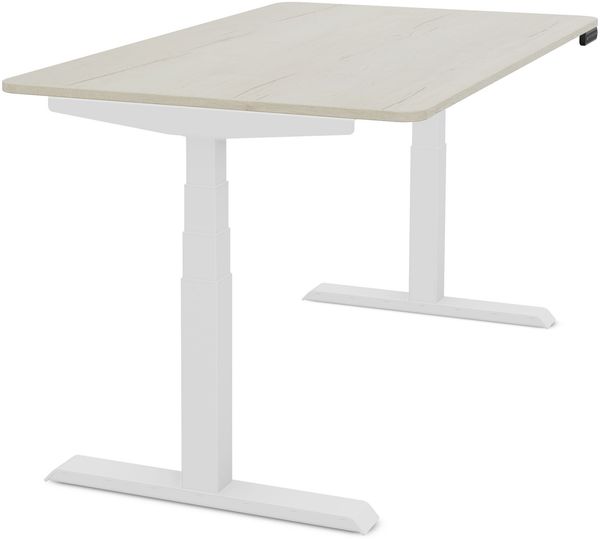 ASSMANN Elektrisch Höhenverstellbarer Familien Schreibtisch Pitino Curved 120x70cm Eiche Polar Signalweiß Metall Holz Bild 10