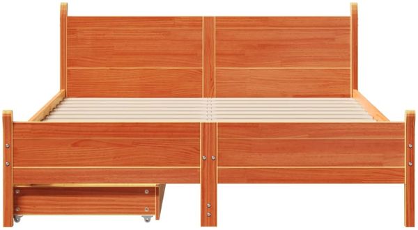 vidaXL Massivholzbett ohne Matratze Wachsbraun 120x200 cm Kiefernholz 3309775 Bild 4