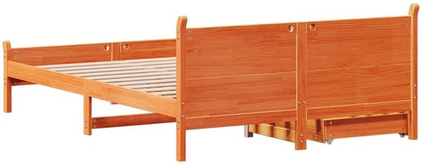 vidaXL Massivholzbett ohne Matratze Wachsbraun 120x200 cm Kiefernholz 3309775 Bild 8