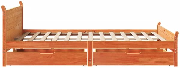 vidaXL Massivholzbett ohne Matratze Wachsbraun 120x200 cm Kiefernholz 3309775 Bild 7