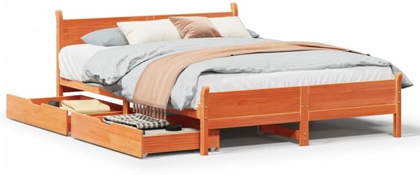 vidaXL Massivholzbett ohne Matratze Wachsbraun 120x200 cm Kiefernholz 3309775