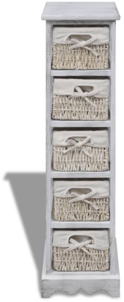 VidaXL Holz-Schränkchen mit 5 Flechtkörben, Weiß