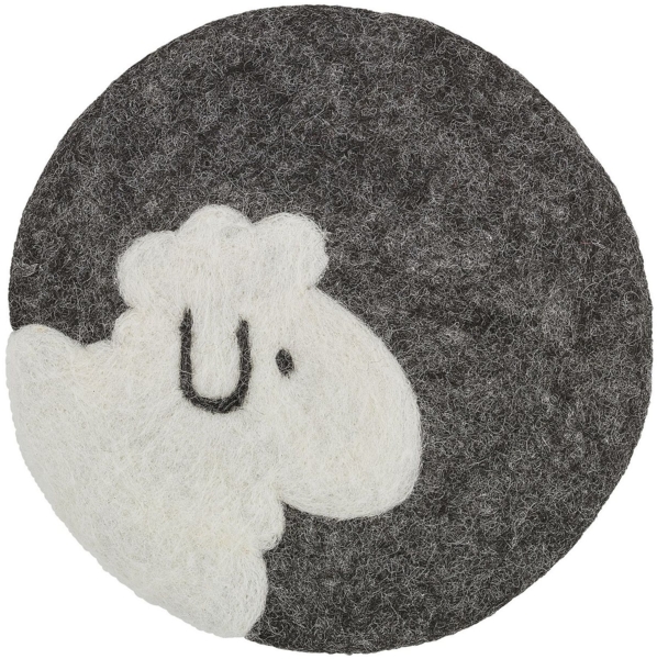 Untersetzer Schafwolle Filz "LANA" Schaf Schwarz Rund Cilio 470543