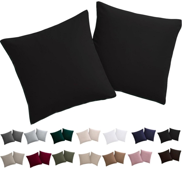 Soifox Kissenbezug 80x80 Schwarz 2er Set Mikrofaser Reißverschluss