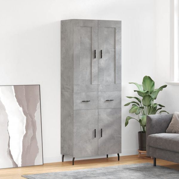 vidaXL Highboard Betongrau 69,5x34x180 cm Holzwerkstoff 3199893