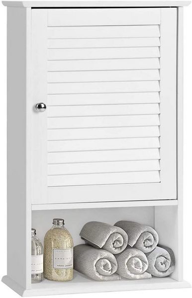 COSTWAY Badezimmerschrank hängend mit offenem Fach & verstellbarem Einlegeboden  Wandschrank Hängeschrank  42×16,5×70cm Badhängeschrank
