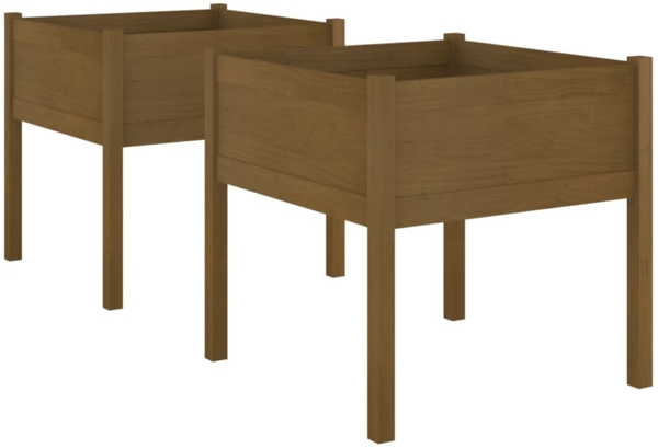 vidaXL Pflanzkübel 2 Stk. Honigbraun 70x70x70 cm Massivholz Kiefer 810816