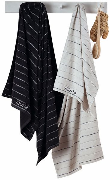 Dormabell Saunatuch Strandtuch Liegetuch Duschtuch 85x200 Streifen schwarz