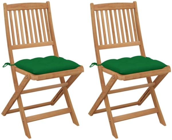 vidaXL Klappbare Gartenstühle 2 Stk. mit Kissen Massivholz Akazie 3064664