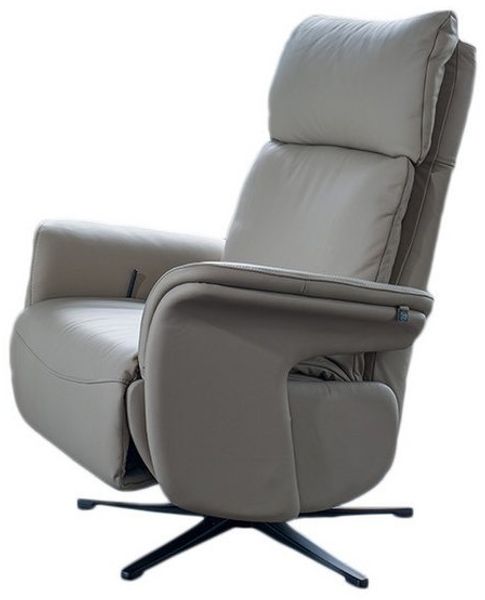 KAWOLA Relaxsessel NAMA Leder grau - Bequem & Drehbare Basis - Komfort, Drehbare Basis, Relaxfunktion & verstellbare Kopfstütze