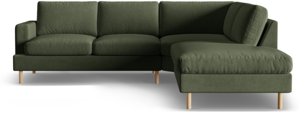 Micadoni Symmetrisches Ecksofa Aliya 5-Sitzer Rechts Samt Moßgrün Melange